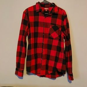 Arizona Men’s Long Sleeve Button Down Plaid Shirt Size Large